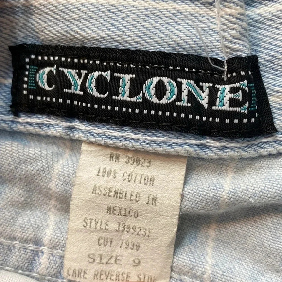 Cyclone Vintage Y2K High Waisted Light Wash Shorts with white pin stripes - Picture 3 of 6